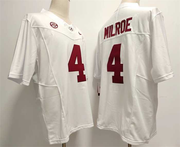 Men%27s Alabama Crimson Tide #4 Jalen Milroe White 2023 F.U.S.E. Stitched Football Jersey->mlb youth jerseys->MLB Jersey